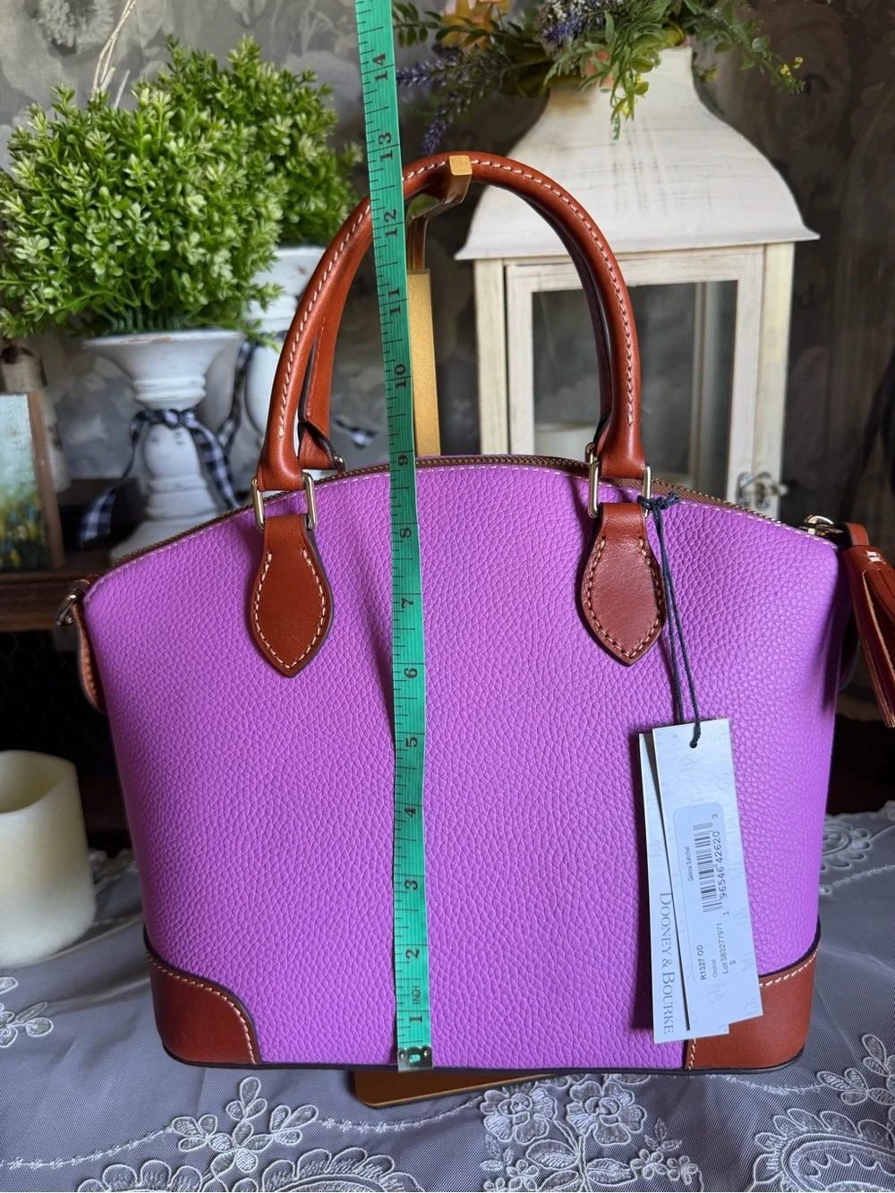 NWT Dooney & Bourke Orchid Pebble Grain Geena Satchel R1327 OD